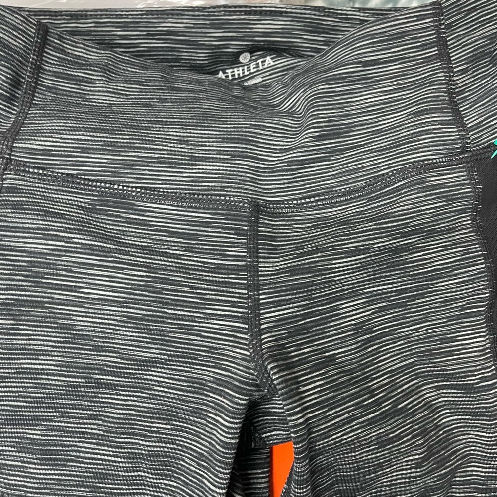 Athleta Mind Over Matter Carpi Leggings Space Dye Heathered Gray Striped… - Picture 6 of 8